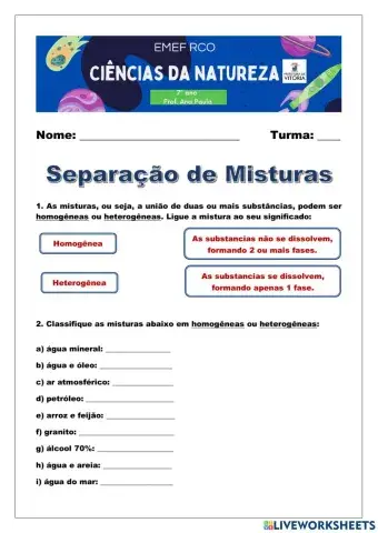 Separação de Misturas