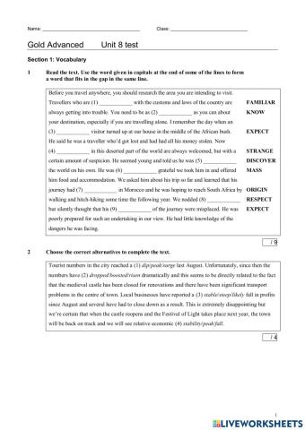 UNIT 8- Gold Advanced