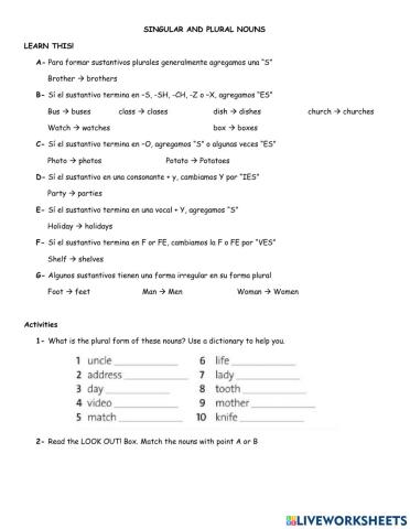 Singular and plural nouns