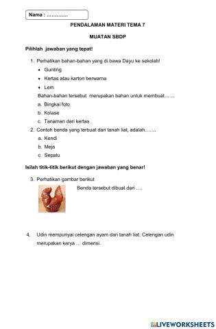 Pendalaman Materi Tema 7 Muatan SDBP