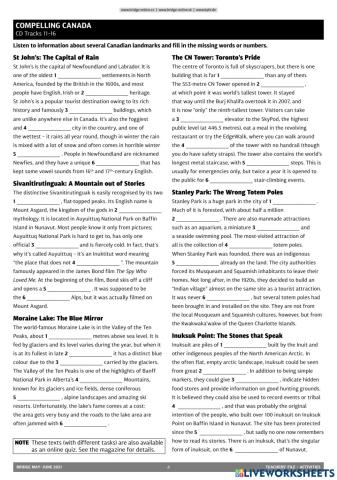 Canada - listening exercise