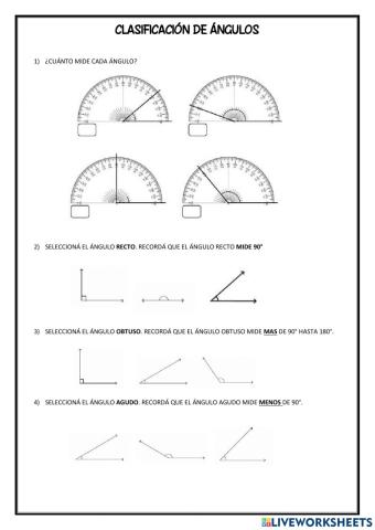 Clasificaciçon de ángulos