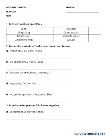 Les verbes en -er Quiz