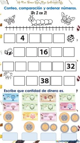 Conteo, comparación y ordenar números.