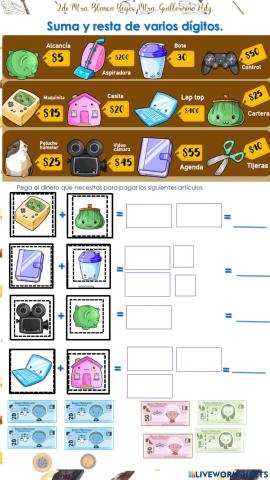 Suma y resta de varios dígitos.