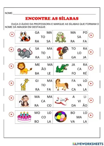 ALFABETIZAÇÃO COM SÍLABAS