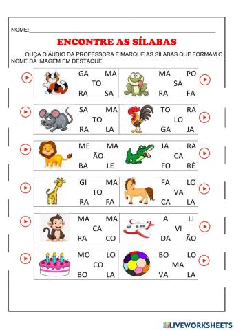 ALFABETIZAÇÃO COM SÍLABAS