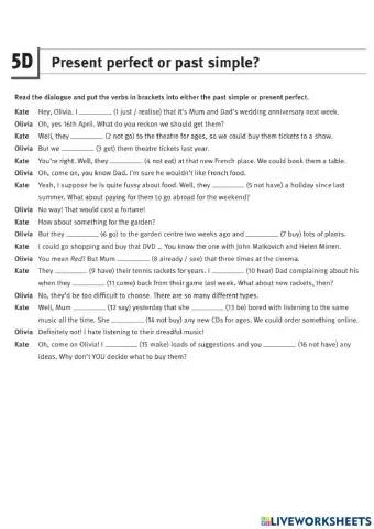 Present Perfect X Past Simple