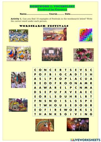 Festivals vocabulary