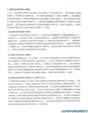 Gramatikos kartojmas (4 klasė)