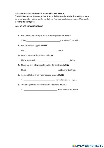 B2-Use of English Part 4-rephrasing