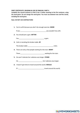 B2-Use of English Part 4-rephrasing