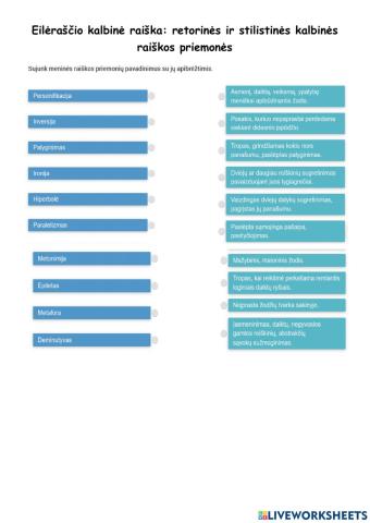 Eilėraščio kalbinė raiška: retorinės ir stilistinės kalbinės raiškos priemonės