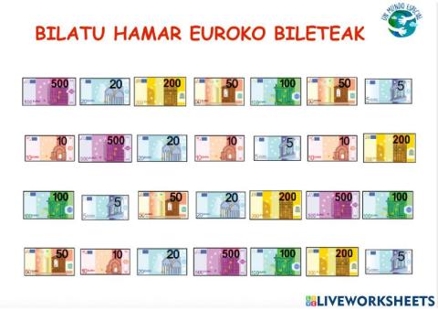 Hamar euroko billeteak