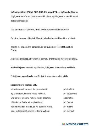 Větné členy a vedlejší věty 3