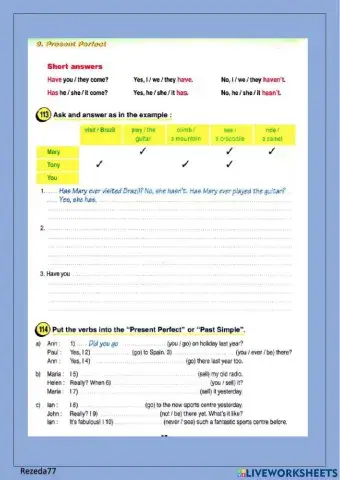 Present Perfect Past Simple
