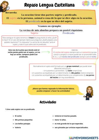 Sujeto y predicado: El grupo nominal como sujeto