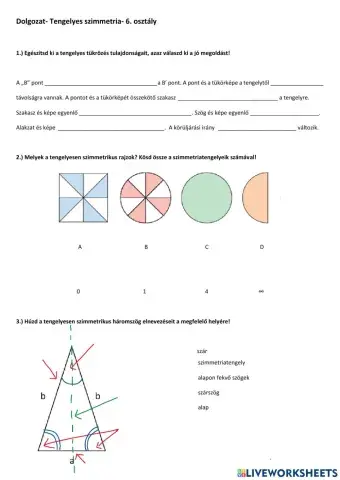 Dolgozat- Tengelyes szimmetria- 6. osztály