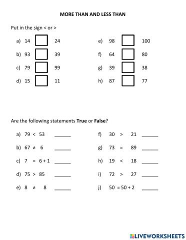 More than and Less than