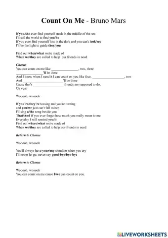 Song - Count on Me - Bruno Mars - Basic