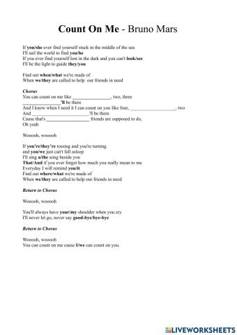 Song - Count on Me - Bruno Mars - Basic