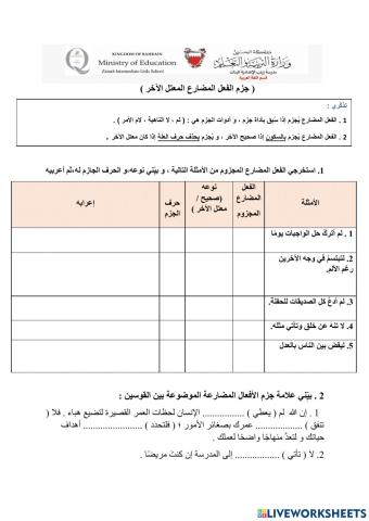 جزم الفعل المضارع المعتل الآخر