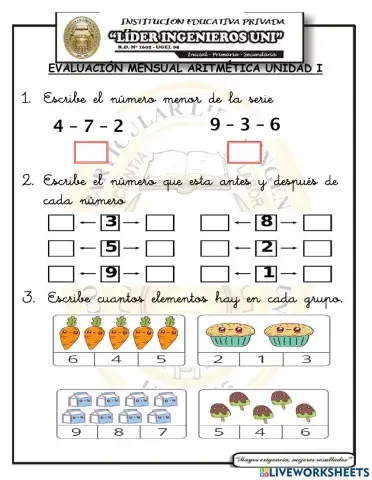 Primer examen aritmetica i unidad