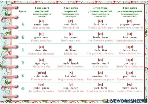 4 types of Syllables (reading)