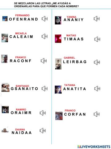 Los nombres del grupo