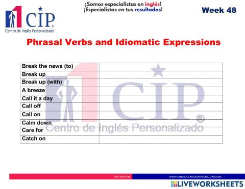 Phrasal Verbs and Idiomatic Expressions week 48