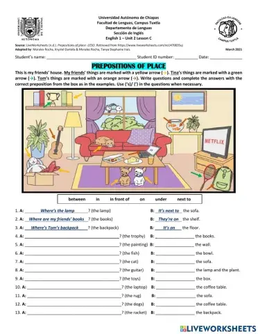 Prepositions of place and Possessive case - v2