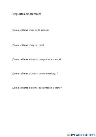 Preguntas de animales