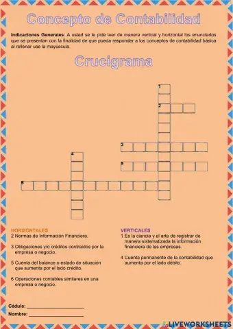 Crucigrama de Contabilidad Básica