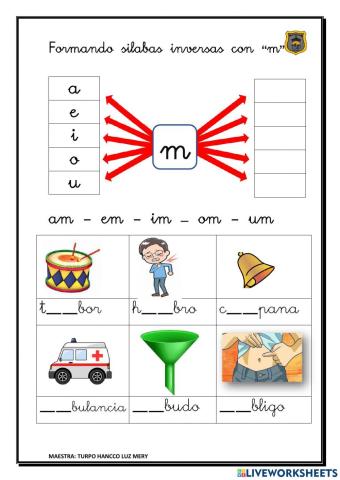 Sílaba inversa am em im om um