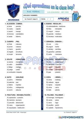 Prac. analogias metodo ron