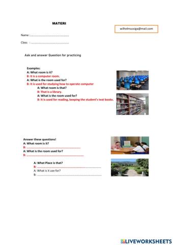 Rooms and places at school