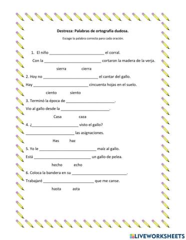 Palabras de ortografía dudosa