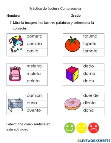 Lectura de palabras y enunciados.