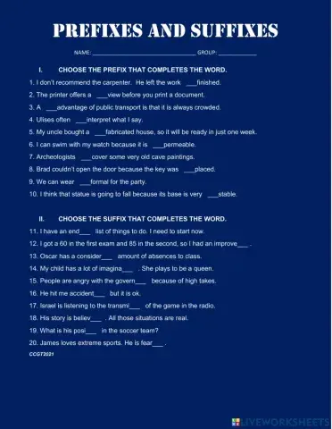 Prefixes and Suffixes