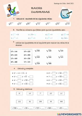 Raices cuadradas perfectas