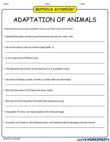 Adaptation of Animals - Body Parts