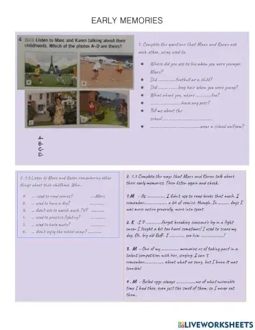 Inglés- Miss Marce- Used to- early memories