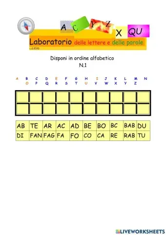 DISPONI IN ORDINE ALFABETICO N.1