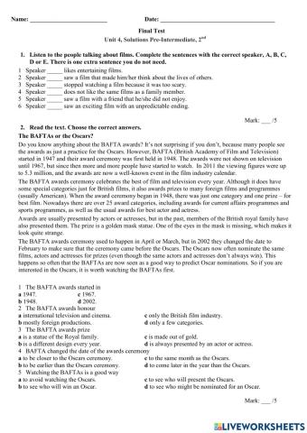Sol Preinterm Final Test U4
