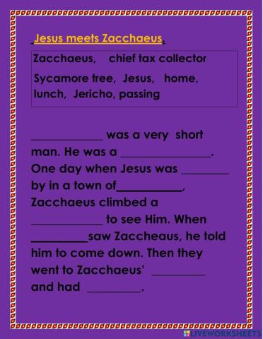 Jesus meets Zacchaeus