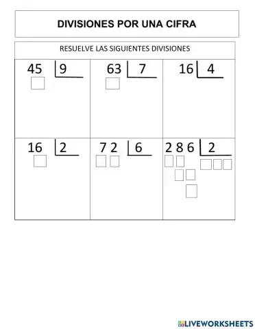 Divisiones por una cifra