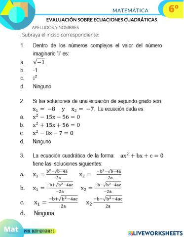 ecuaciones cuadráticas
