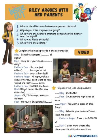 Riley argues with her parents- Inside out