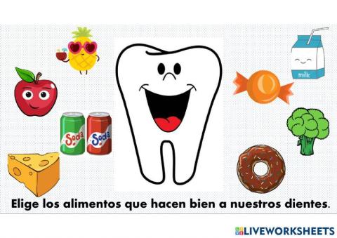 Alimentos saludables para los dientes.