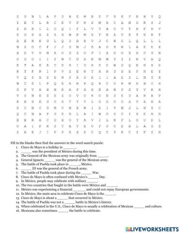Cinco de Mayo Word Search